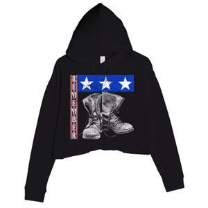 Remember Veteran Combat Boots Crop Fleece Hoodie