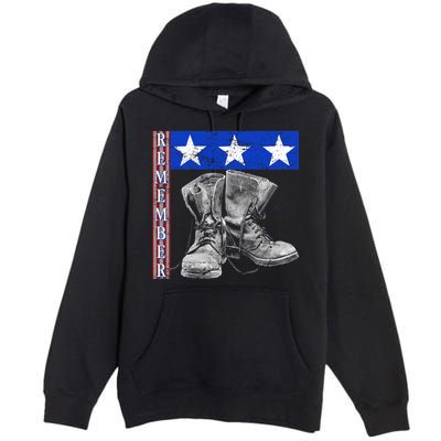 Remember Veteran Combat Boots Premium Pullover Hoodie