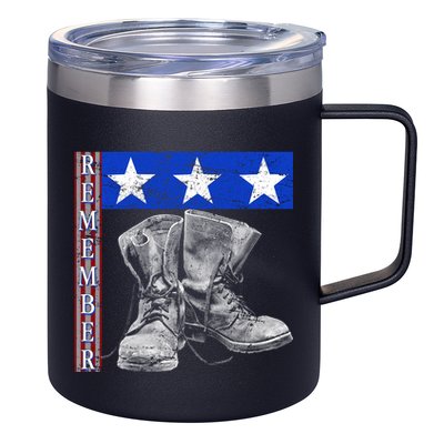 Remember Veteran Combat Boots 12oz Stainless Steel Coffee Mug