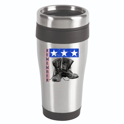 Remember Veteran Combat Boots 16oz Travel Tumbler