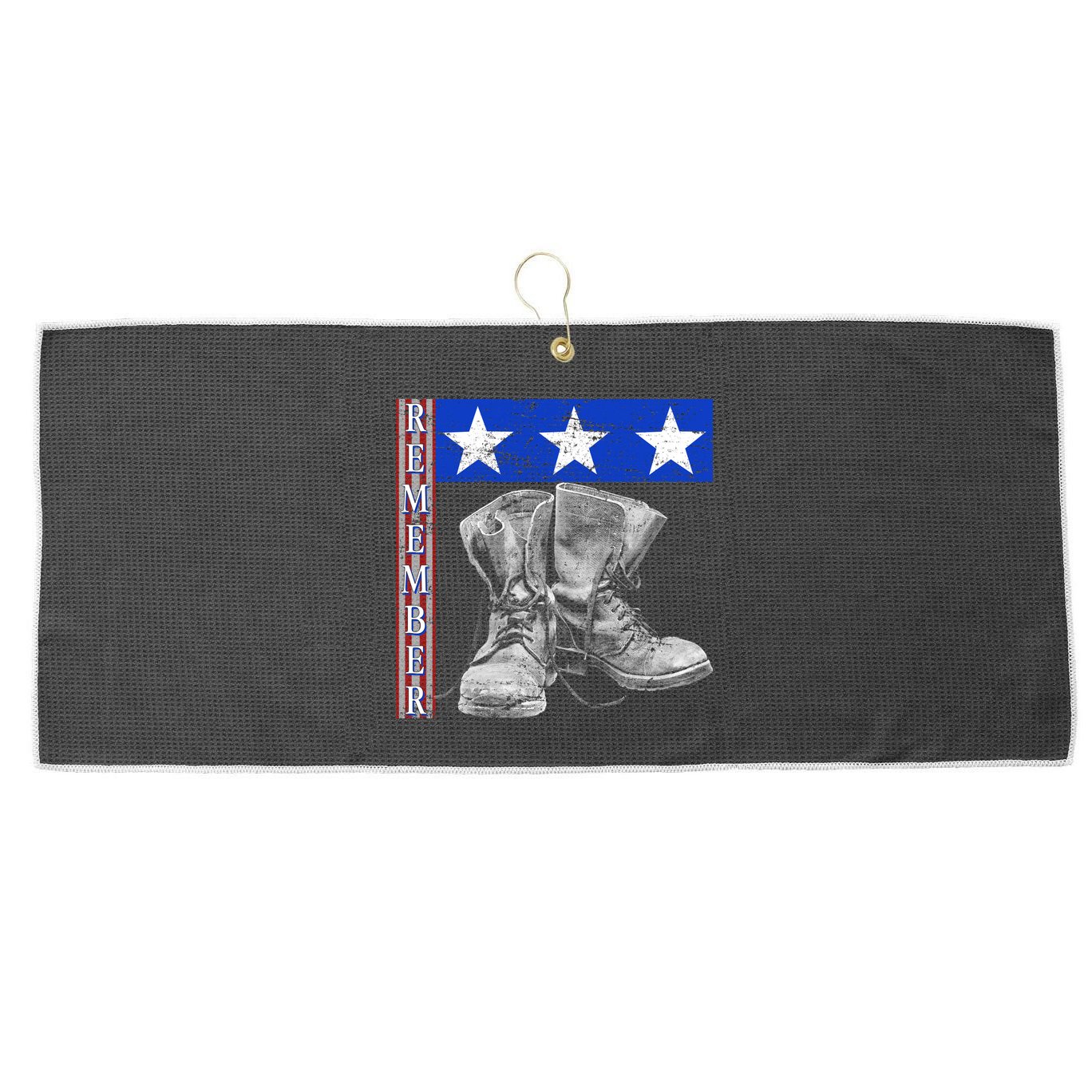 Remember Veteran Combat Boots Large Microfiber Waffle Golf Towel
