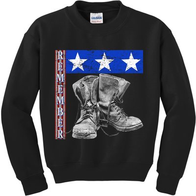 Remember Veteran Combat Boots Kids Sweatshirt