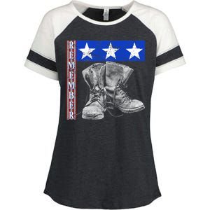 Remember Veteran Combat Boots Enza Ladies Jersey Colorblock Tee