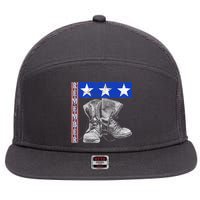 Remember Veteran Combat Boots 7 Panel Mesh Trucker Snapback Hat