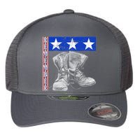 Remember Veteran Combat Boots Flexfit Unipanel Trucker Cap