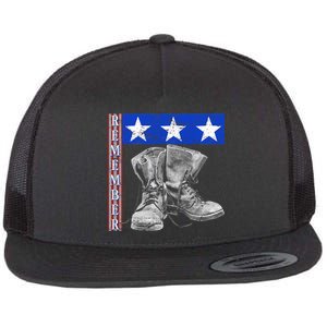 Remember Veteran Combat Boots Flat Bill Trucker Hat