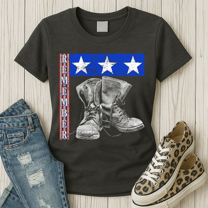 Remember Veteran Combat Boots Womens T-Shirt
