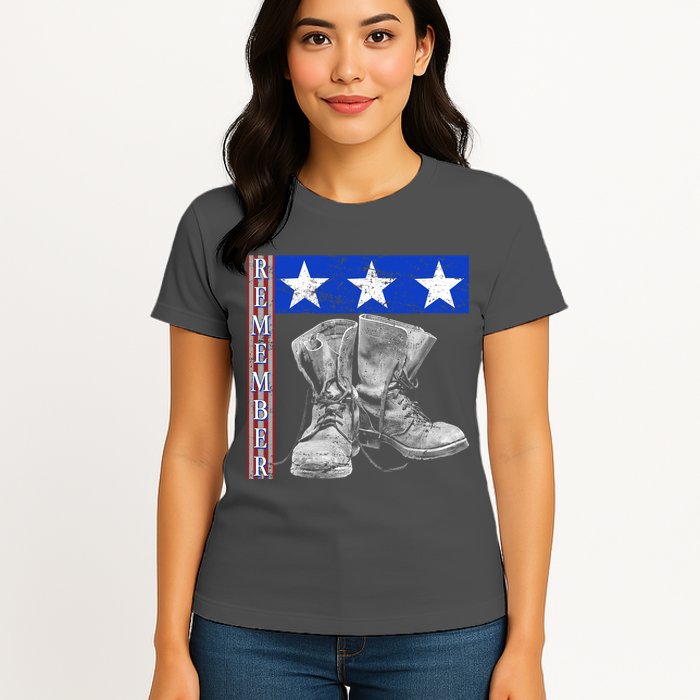 Remember Veteran Combat Boots Womens T-Shirt