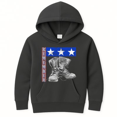 Remember Veteran Combat Boots Kids Hoodie