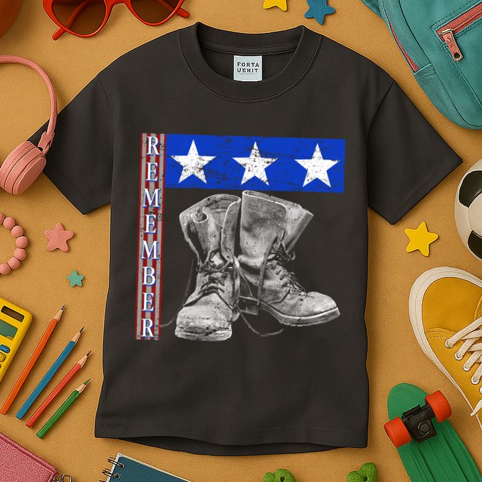 Remember Veteran Combat Boots Kids T-Shirt