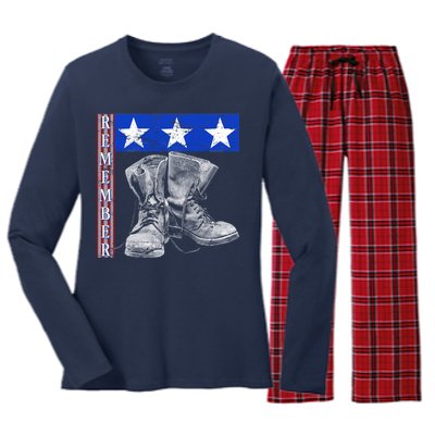 Remember Veteran Combat Boots Women's Long Sleeve Flannel Pajama Set 