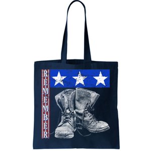 Remember Veteran Combat Boots Tote Bag