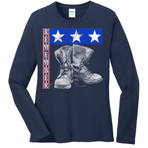 Remember Veteran Combat Boots Ladies Long Sleeve Shirt