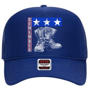 Remember Veteran Combat Boots High Crown Mesh Back Trucker Hat