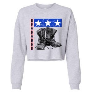 Remember Veteran Combat Boots Cropped Pullover Crew