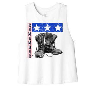 Remember Veteran Combat Boots Women's Racerback Cropped Tank