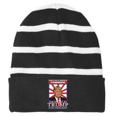 Remembering Donald Trump Is My President Striped Beanie with Solid Band