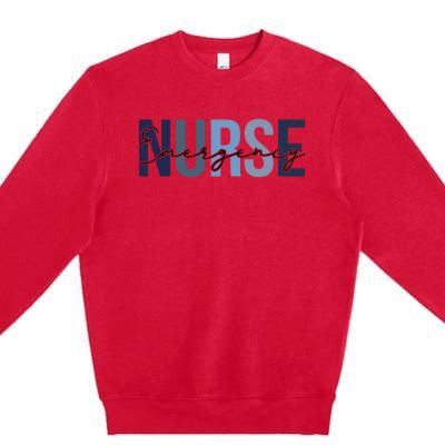 Retro Emergency Nurse Print For Nursing Student Premium Crewneck Sweatshirt