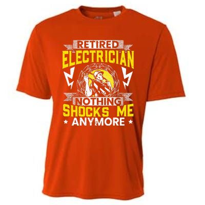 Retired Electrician Nothing Shocks Me Anymore Electrician Cooling Performance Crew T-Shirt