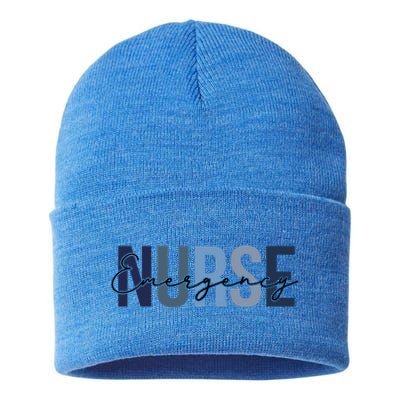 Retro Emergency Nurse Print For Nursing Student Meaningful Gift Sustainable Knit Beanie