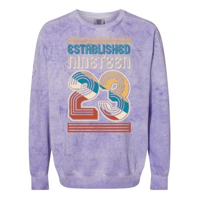 Retro Established Nineteen 23 1923 100th Birthday Colorblast Crewneck Sweatshirt