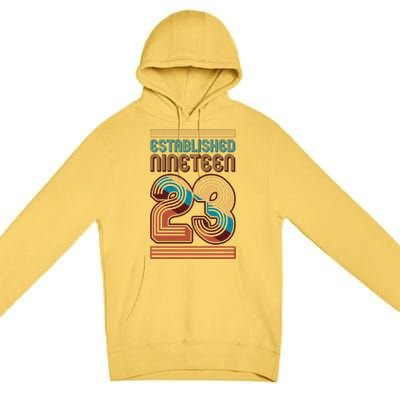 Retro Established Nineteen 23 1923 100th Birthday Premium Pullover Hoodie