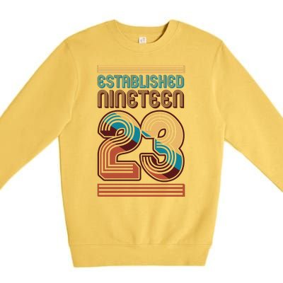 Retro Established Nineteen 23 1923 100th Birthday Premium Crewneck Sweatshirt