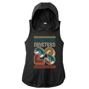 Retro Established Nineteen 23 1923 100th Birthday Ladies PosiCharge Tri-Blend Wicking Draft Hoodie Tank