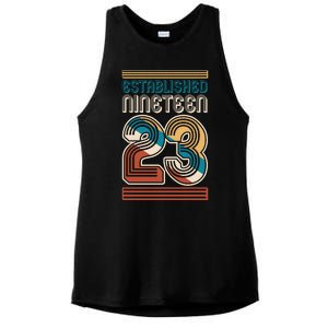 Retro Established Nineteen 23 1923 100th Birthday Ladies PosiCharge Tri-Blend Wicking Tank