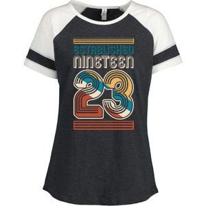 Retro Established Nineteen 23 1923 100th Birthday Enza Ladies Jersey Colorblock Tee