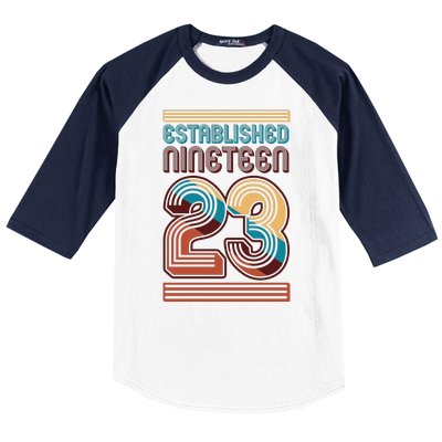 Retro Established Nineteen 23 1923 100th Birthday Baseball Sleeve Shirt