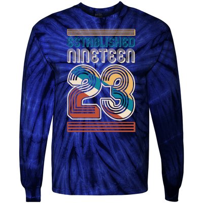 Retro Established Nineteen 23 1923 100th Birthday Tie-Dye Long Sleeve Shirt