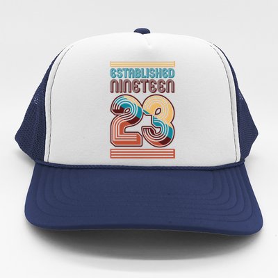 Retro Established Nineteen 23 1923 100th Birthday Trucker Hat