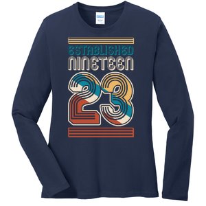 Retro Established Nineteen 23 1923 100th Birthday Ladies Long Sleeve Shirt