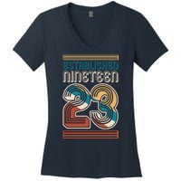 Retro Established Nineteen 23 1923 100th Birthday Women's V-Neck T-Shirt