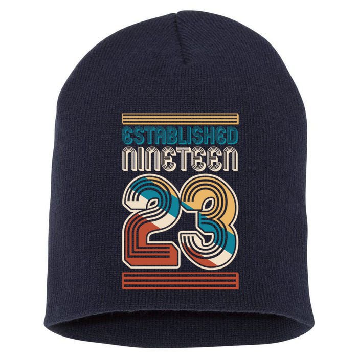 Retro Established Nineteen 23 1923 100th Birthday Short Acrylic Beanie