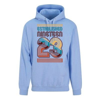 Retro Established Nineteen 23 1923 100th Birthday Unisex Surf Hoodie