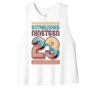 Retro Established Nineteen 23 1923 100th Birthday Women's Racerback Cropped Tank