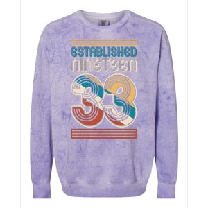 Retro Established Nineteen 33 1933 90th Birthday Colorblast Crewneck Sweatshirt