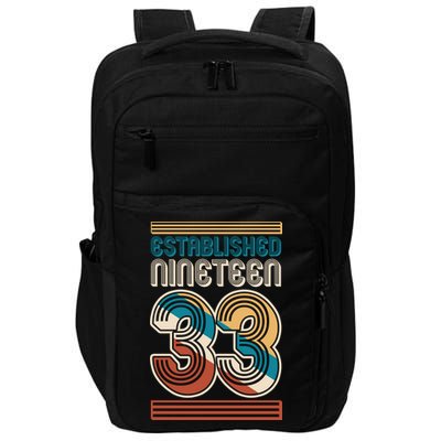 Retro Established Nineteen 33 1933 90th Birthday Impact Tech Backpack