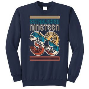 Retro Established Nineteen 33 1933 90th Birthday Sweatshirt