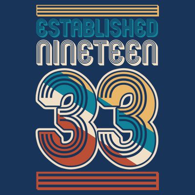 Retro Established Nineteen 33 1933 90th Birthday T-Shirt