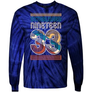 Retro Established Nineteen 33 1933 90th Birthday Tie-Dye Long Sleeve Shirt