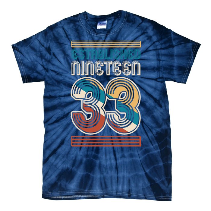 Retro Established Nineteen 33 1933 90th Birthday Tie-Dye T-Shirt