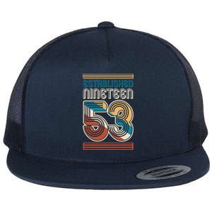 Retro Established Nineteen 53 1953 70th Birthday Flat Bill Trucker Hat