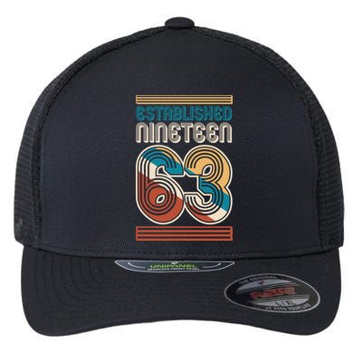Retro Established Nineteen 63 1963 60th Birthday Flexfit Unipanel Trucker Cap