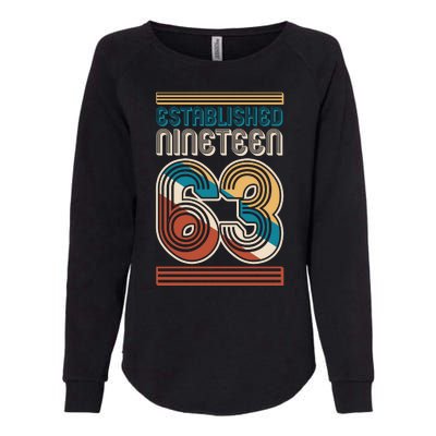 Retro Established Nineteen 63 1963 60th Birthday Womens California Wash Sweatshirt