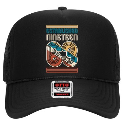 Retro Established Nineteen 63 1963 60th Birthday Trucker Hat