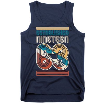 Retro Established Nineteen 63 1963 60th Birthday Tank Top