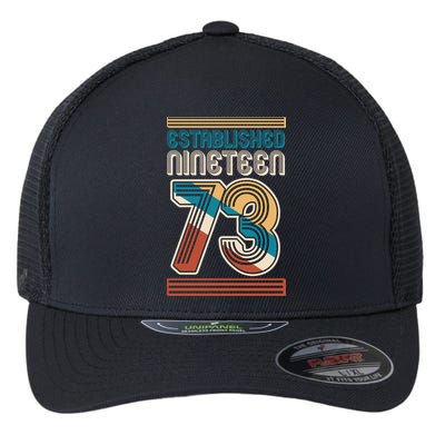 Retro Established Nineteen 73 1973 50th Birthday Flexfit Unipanel Trucker Cap